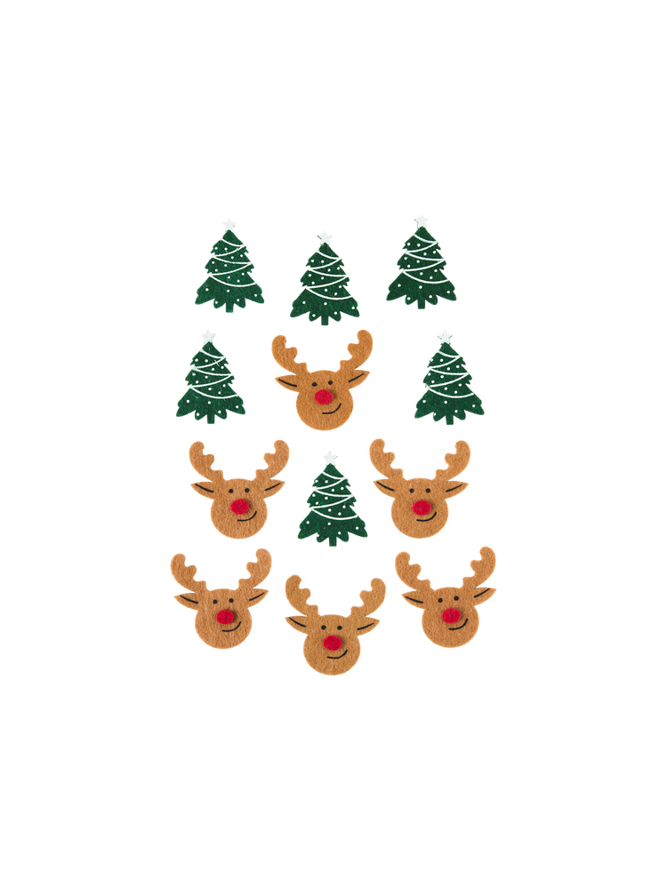 Felt stickers with tree and reindeer