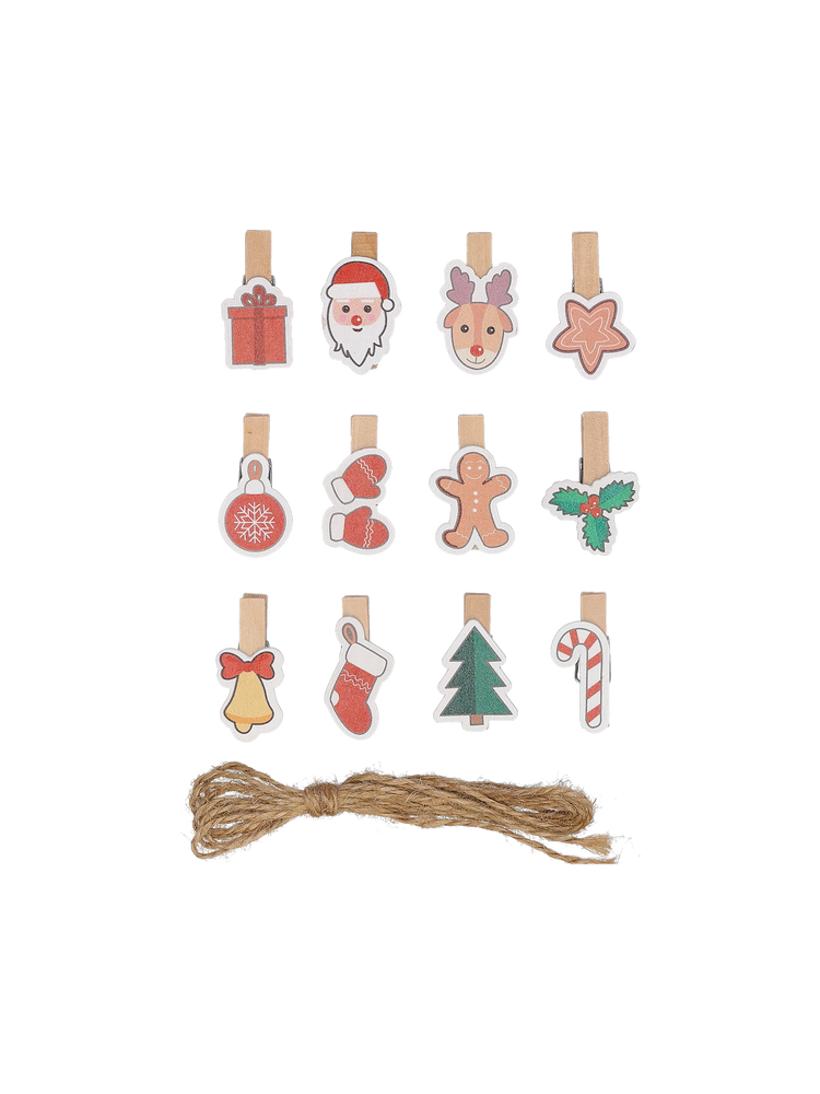 Wooden pegs with Christmas motifs