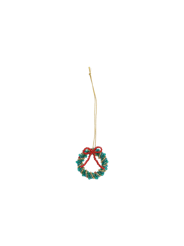 Christmas ornament wreath with beads