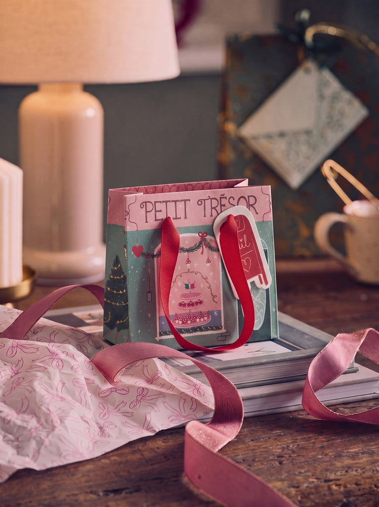 Gift bag with handles and tag