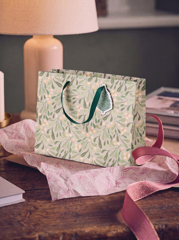 Gift bag with handles and tag