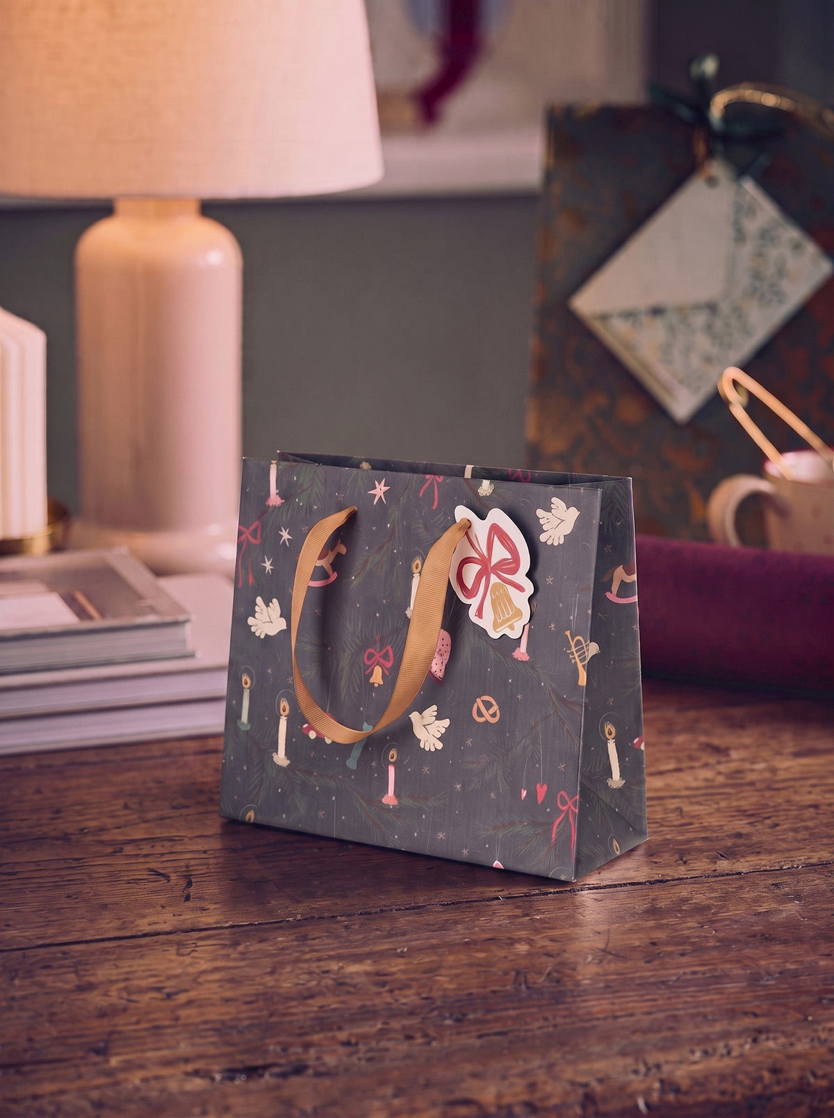 Gift bag with handles and tag