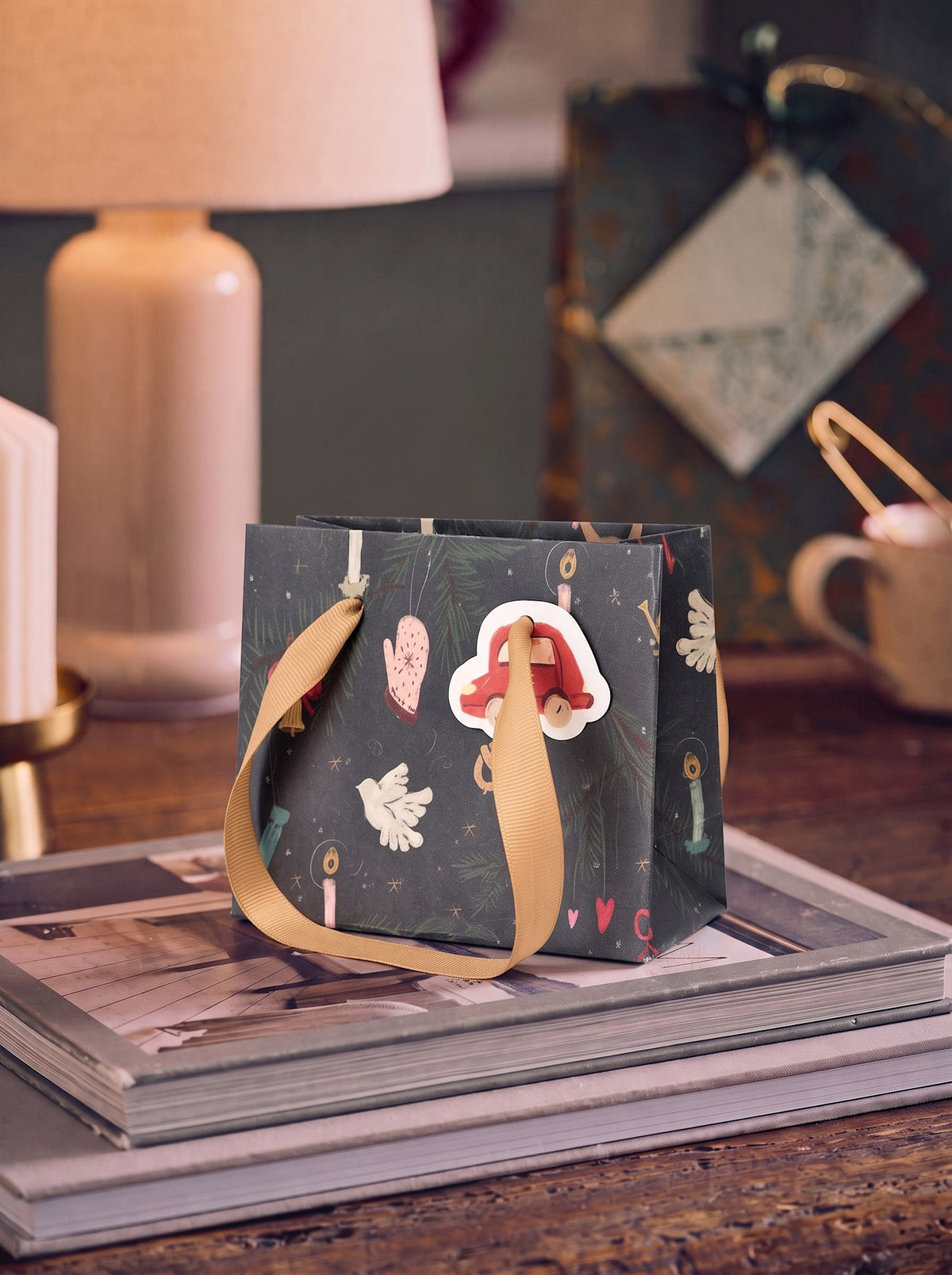Gift bag with handles and tag