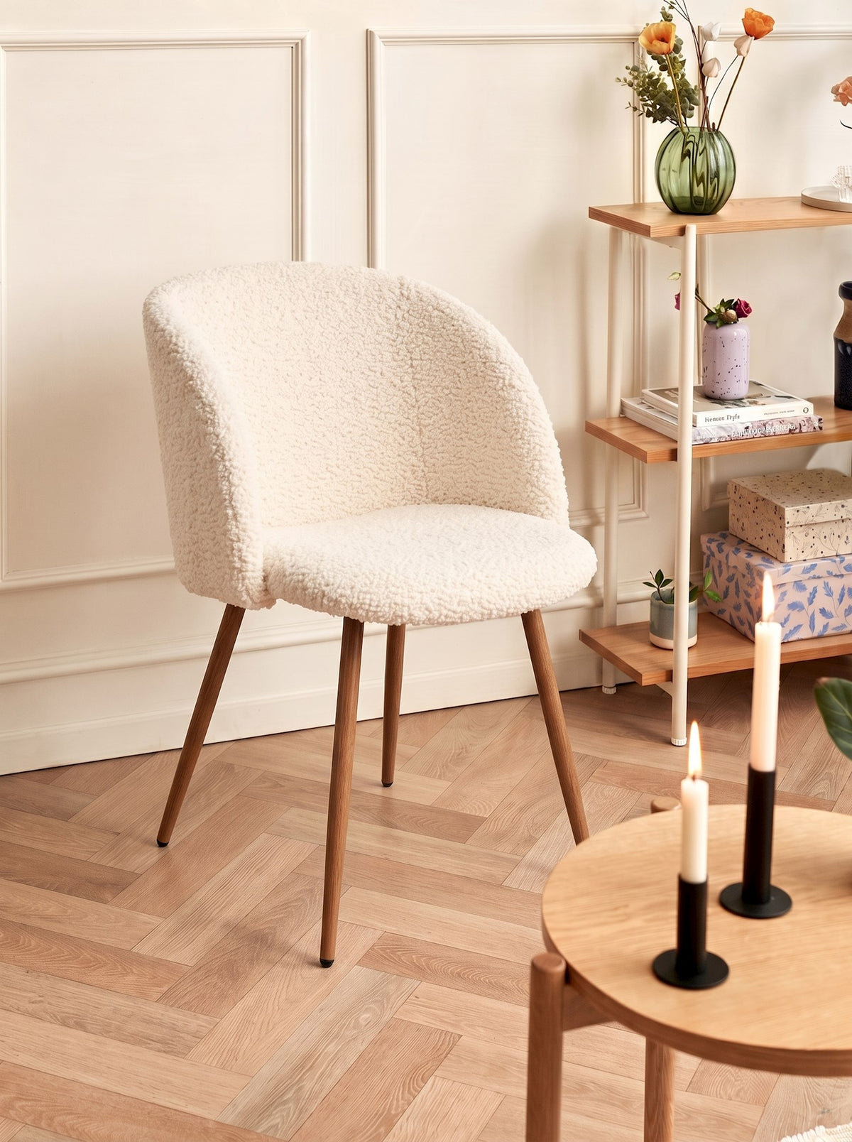 ANNA Teddy fabric dining chair with arm rest