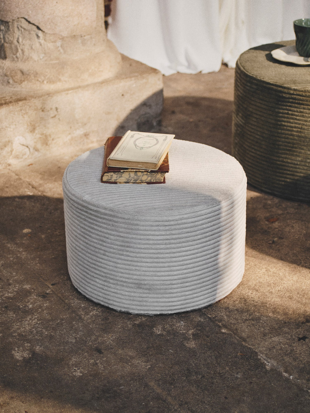 Corduroy pouffe