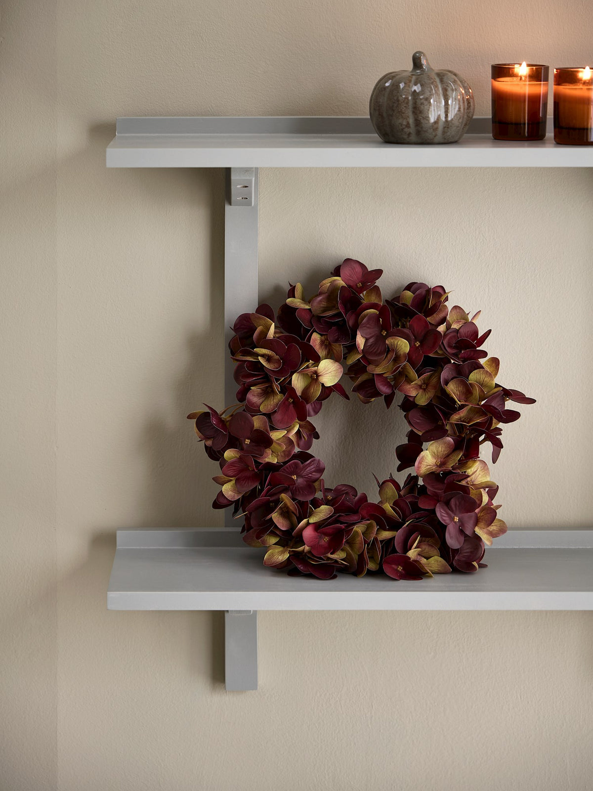 Artificial hydrangea wreath