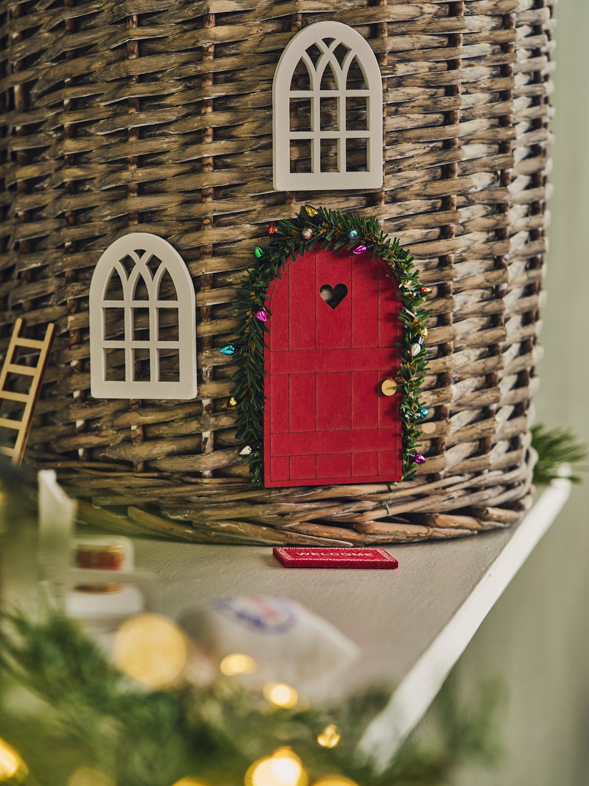 Miniature windows with garland