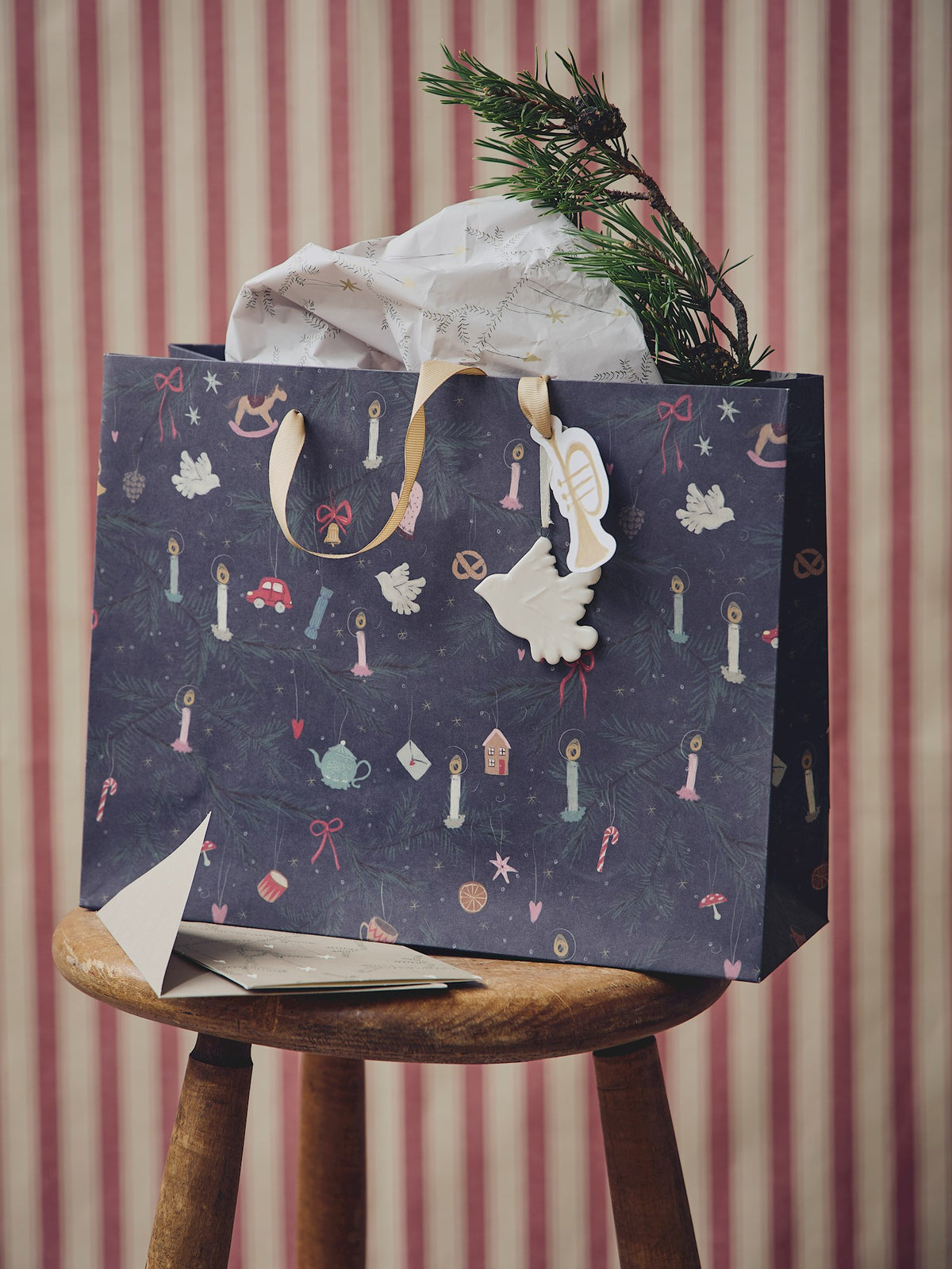 Gift bag with handles and tag