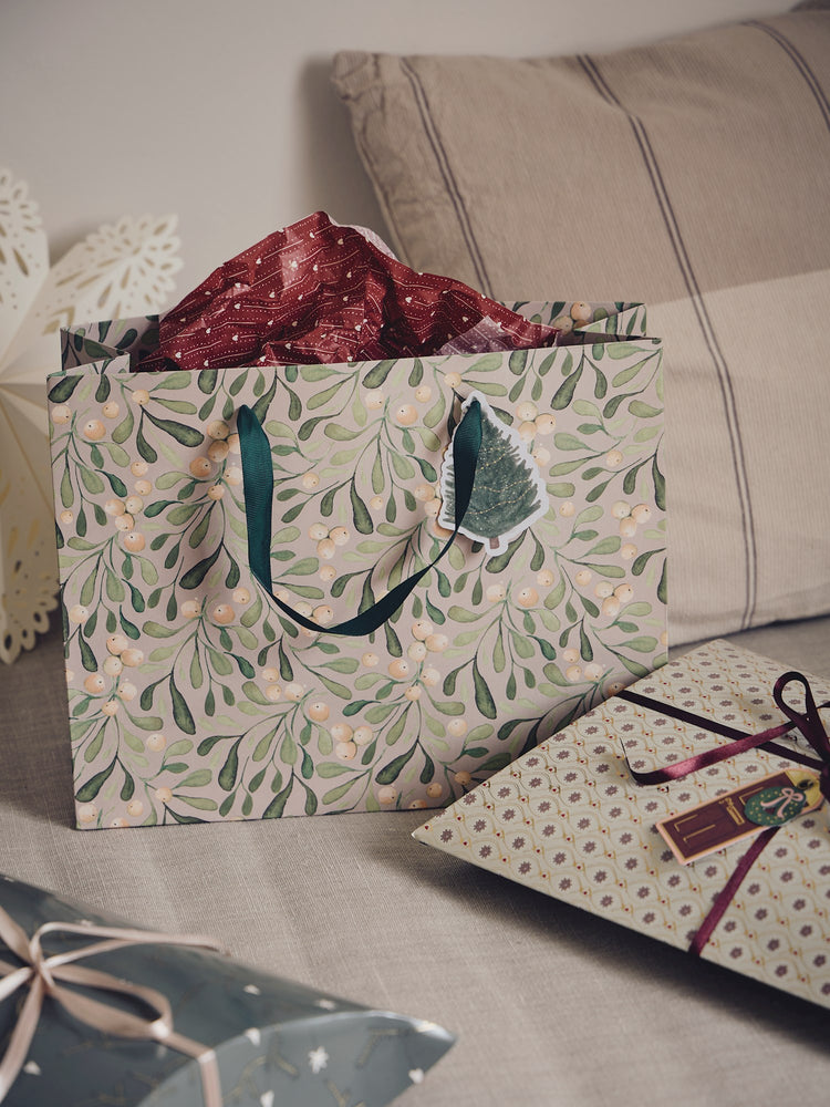 Gift bag with handles and tag