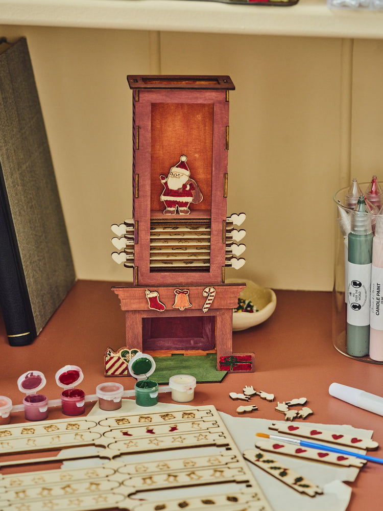 DIY wooden chimney with santa