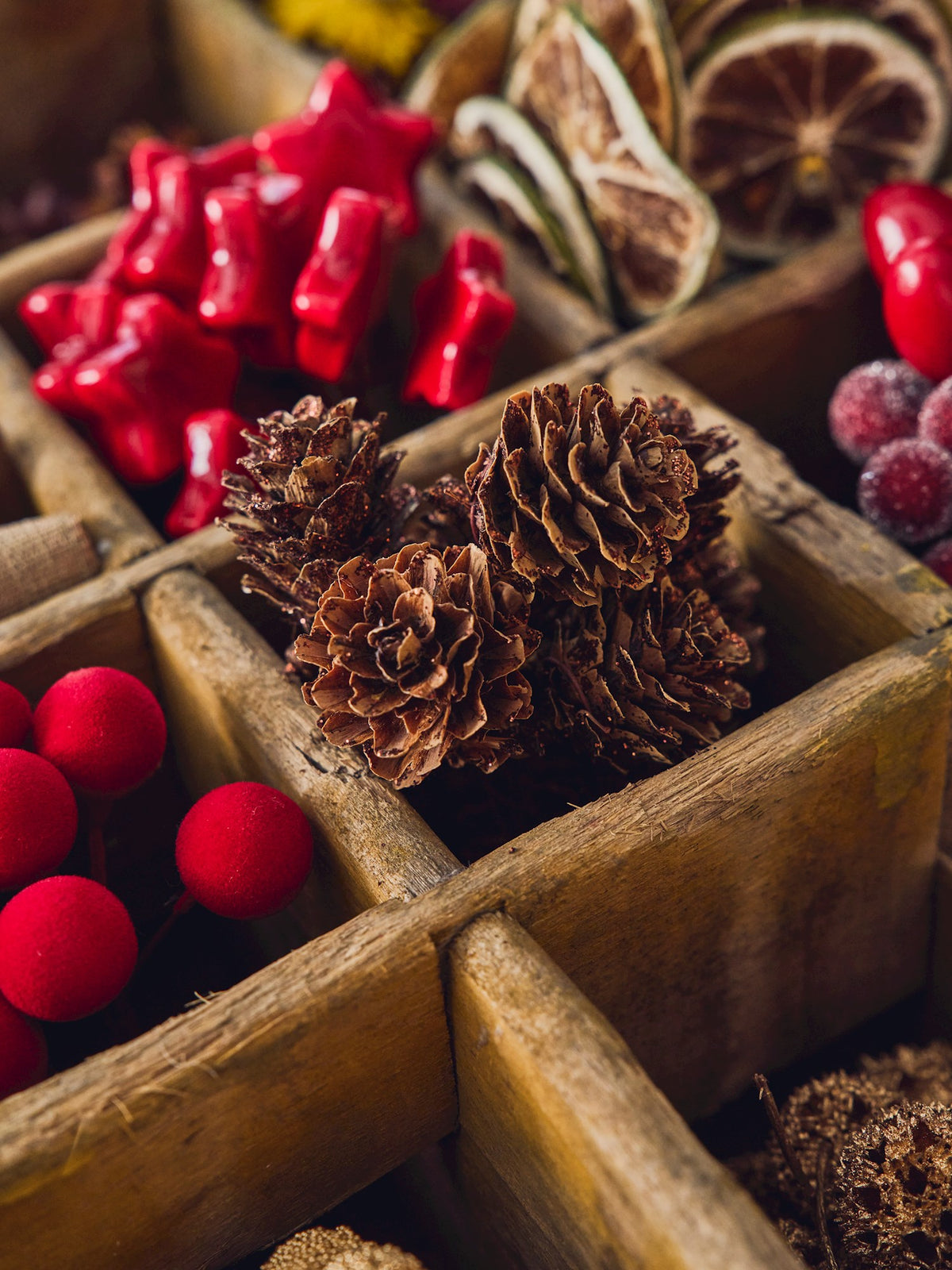 Pine cones with metallic effect