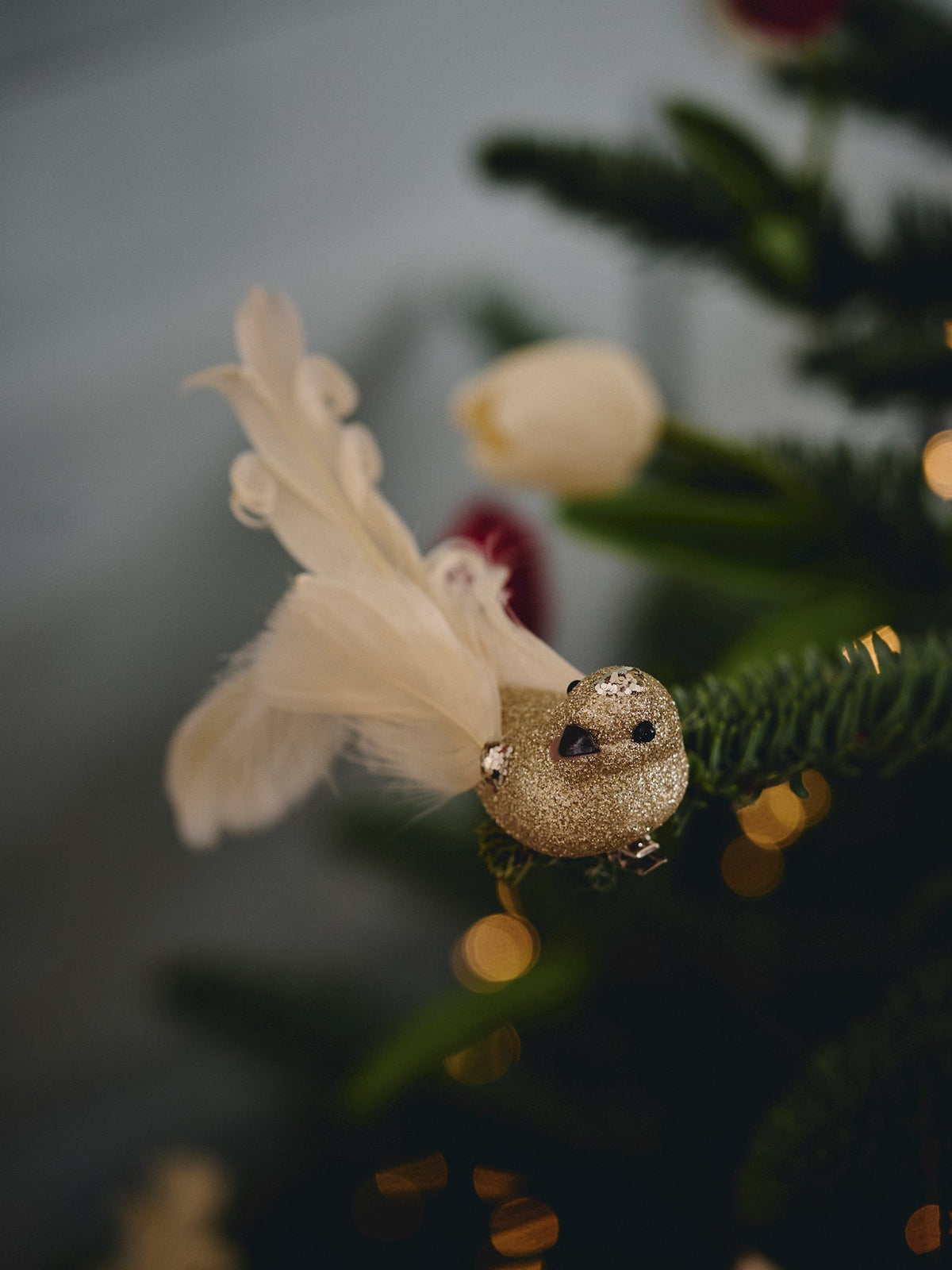 Christmas ornament bird with feather