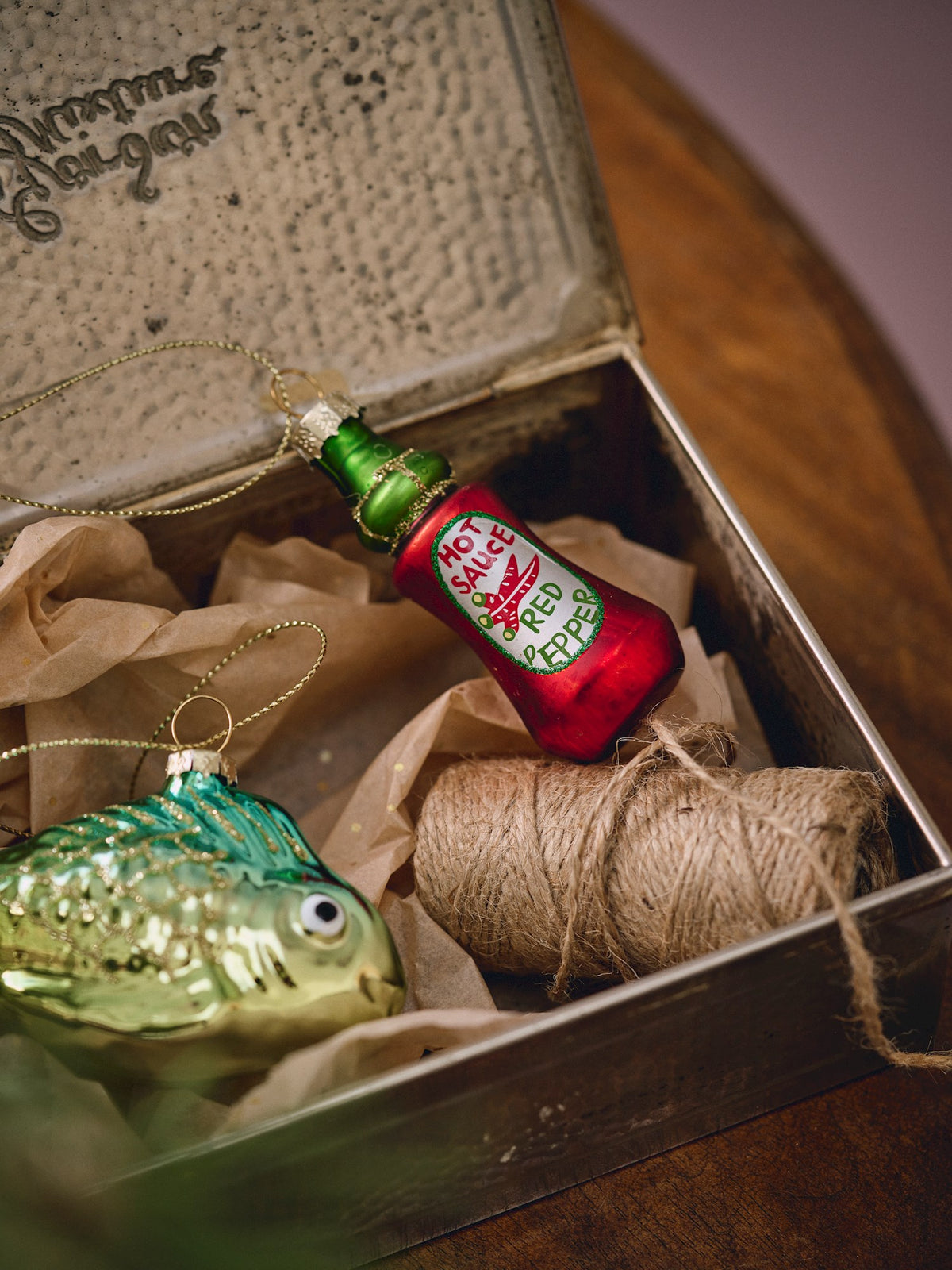 Christmas ornament hot sauce