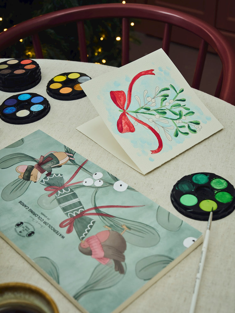 Watercolour colouring cards