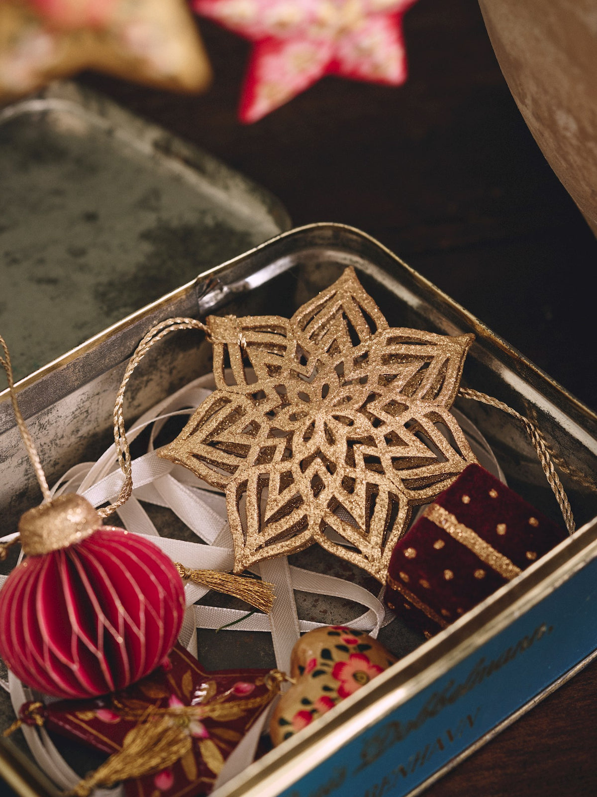 Christmas ornament star with glitter