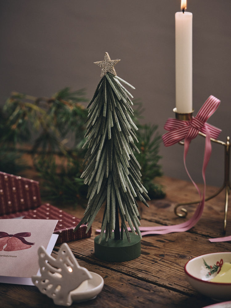 Decorative tree with wooden base