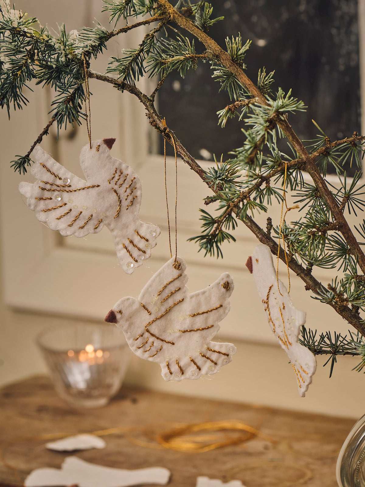 DIY dove ornaments