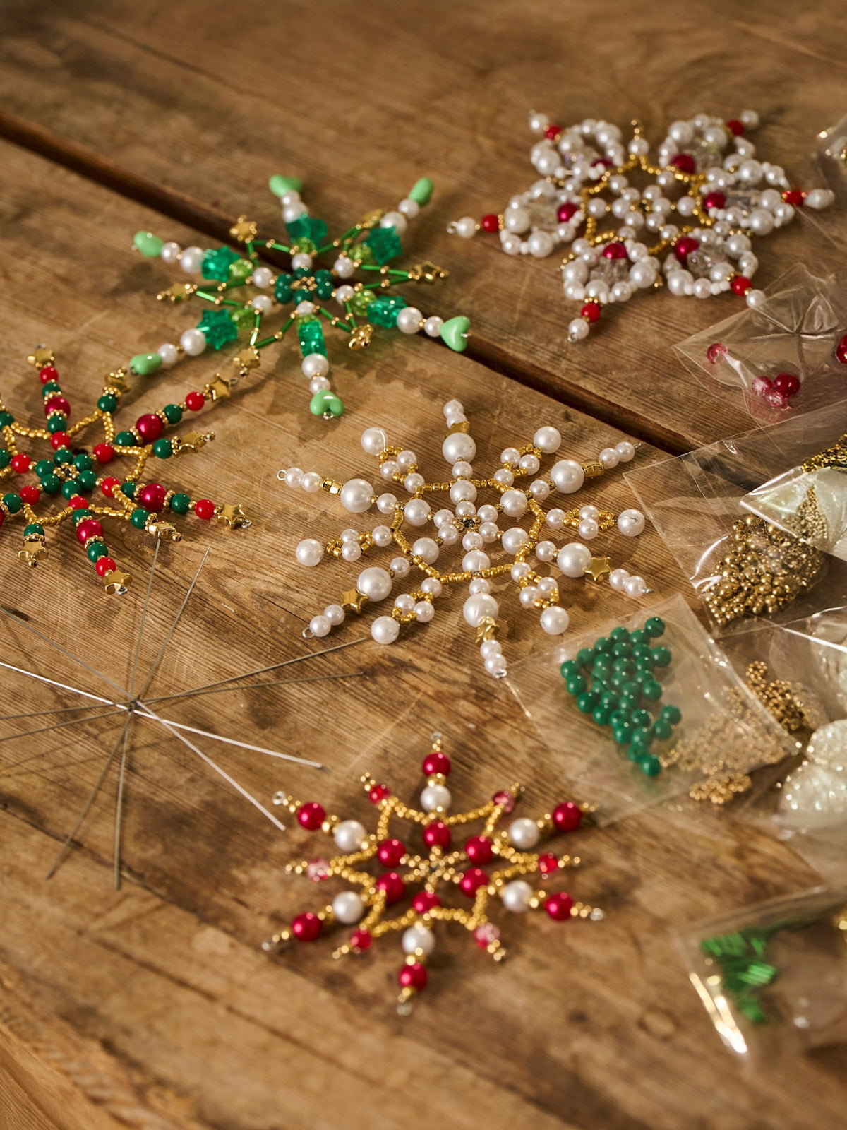 DIY kit beaded snowflakes