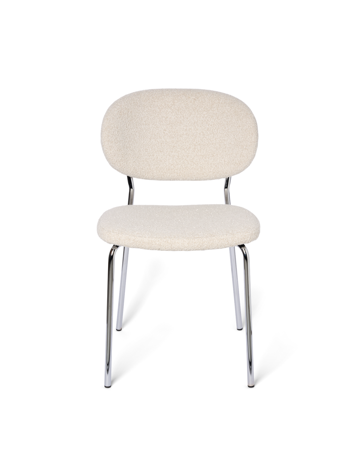 JOY Bouclé dining chair with chrome-look frame
