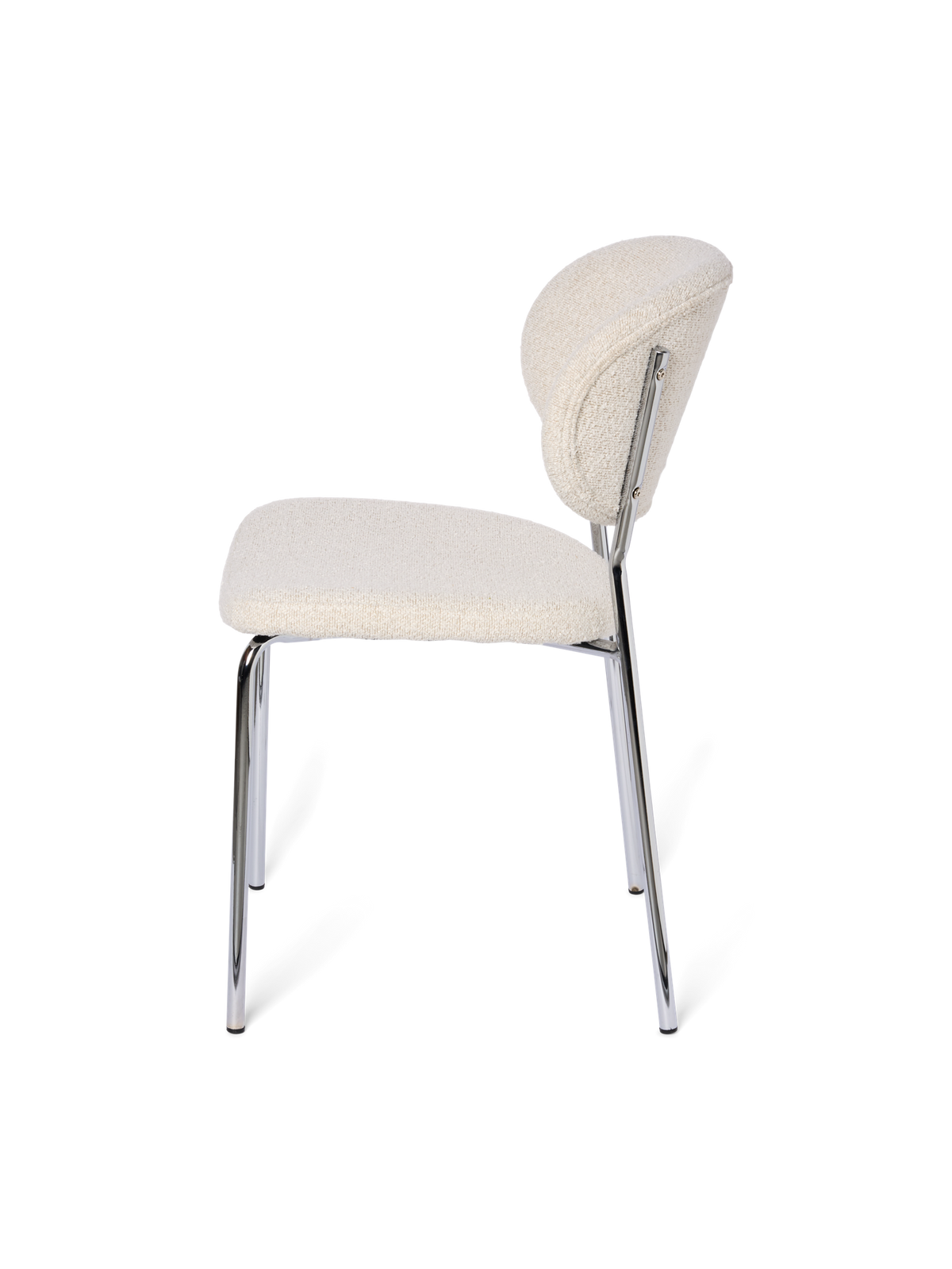 JOY Bouclé dining chair with chrome-look frame