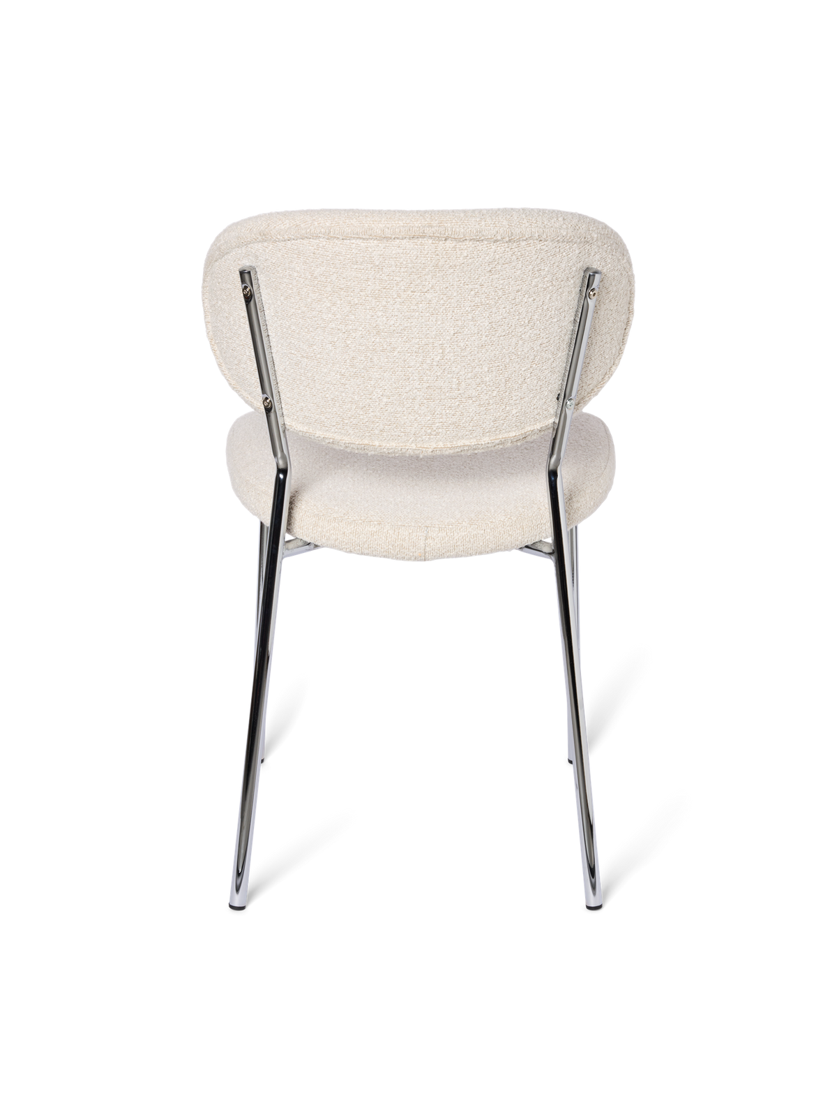 JOY Bouclé dining chair with chrome-look frame
