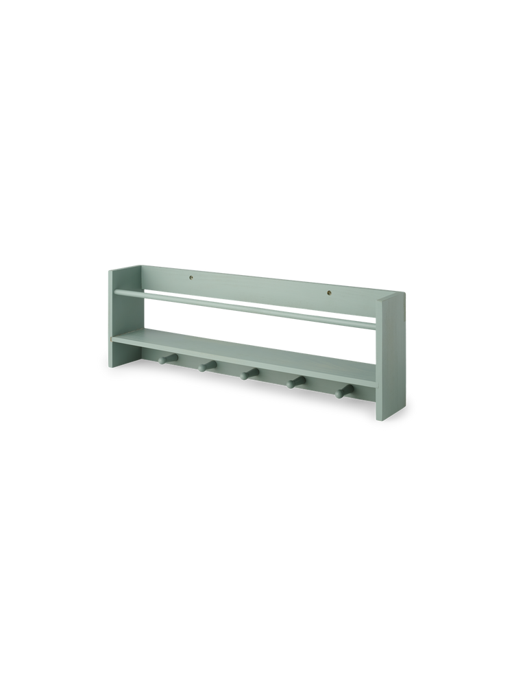 Wall shelf with hooks