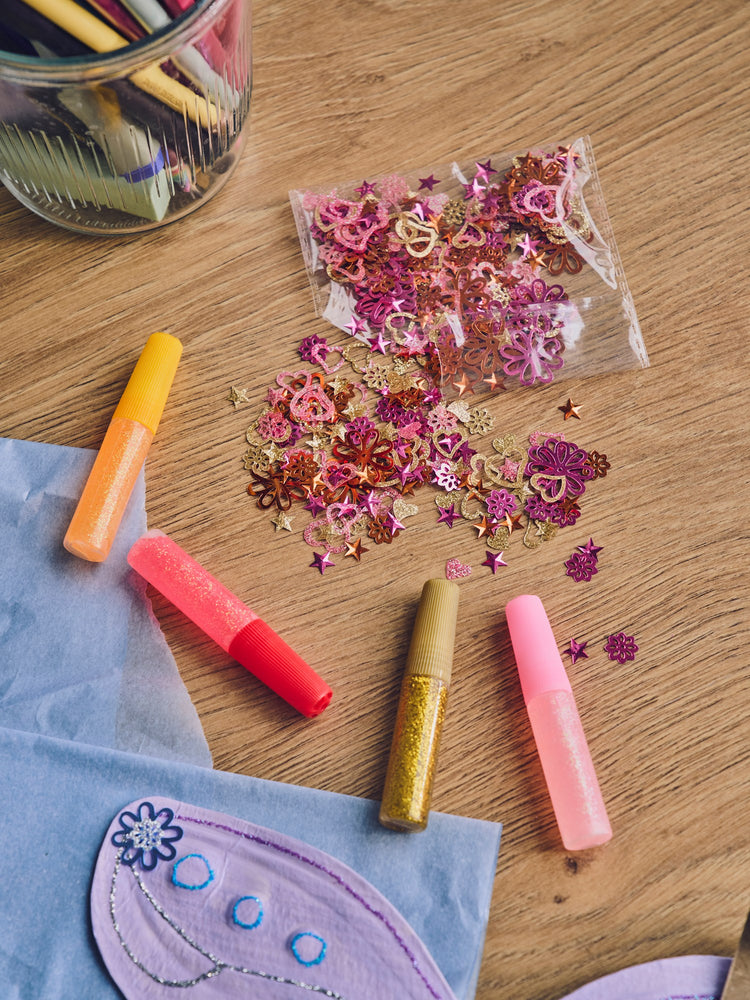 Sequins and glitter glue