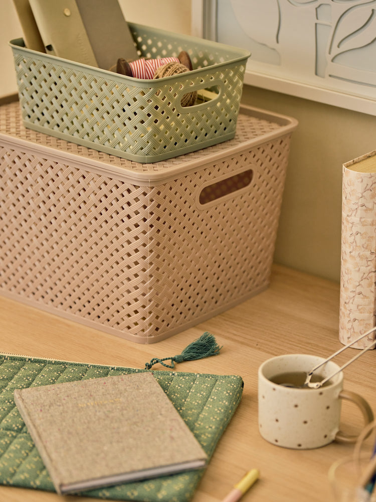 Storage box with lid - Warm Grey