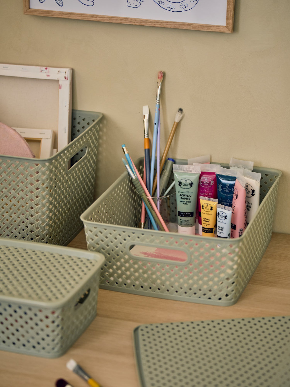 Storage box with lid - Olive Green