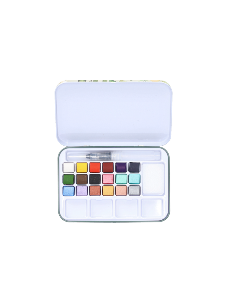Watercolour paint set in tin