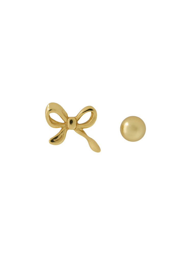 Bow and sphere stud earrings