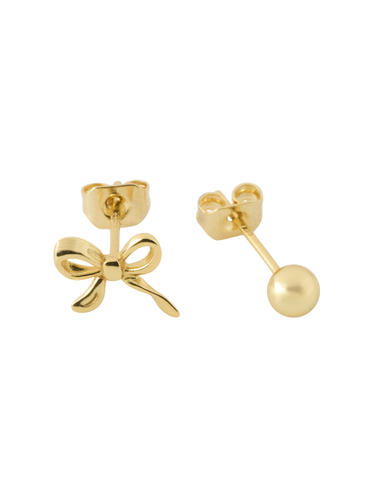 Bow and sphere stud earrings