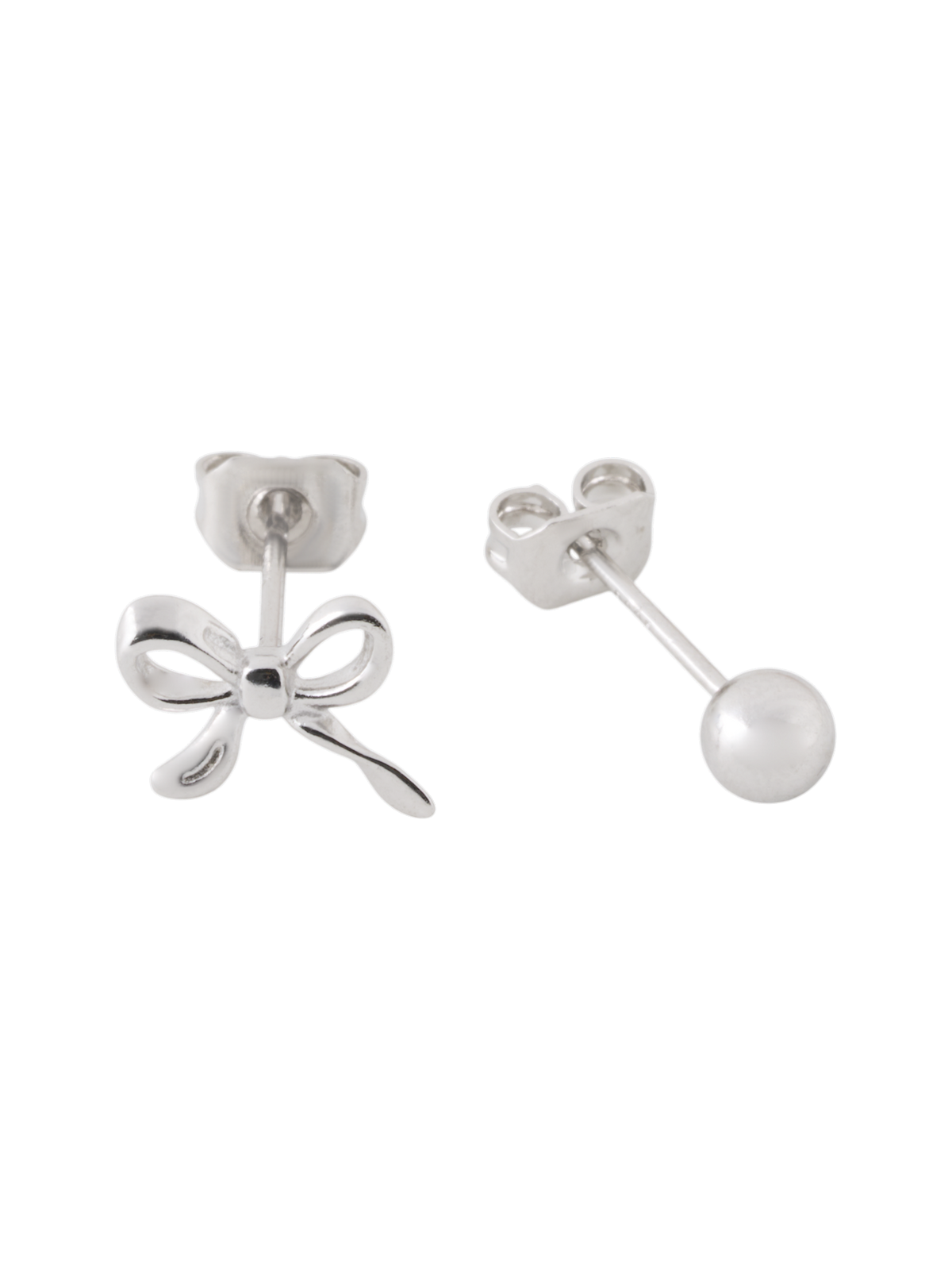 Bow and sphere stud earrings