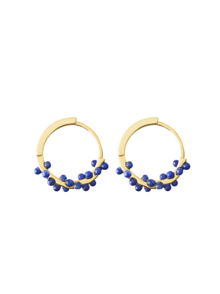 Hoop earrings with blue stones