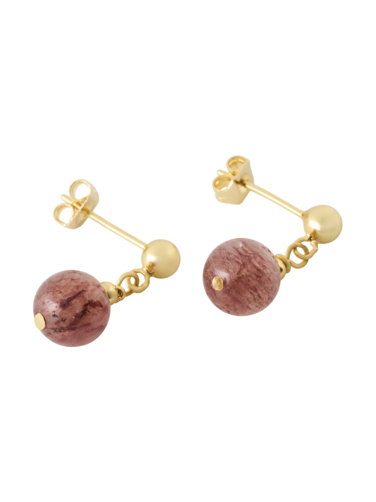 Dangling earrings with pink stone