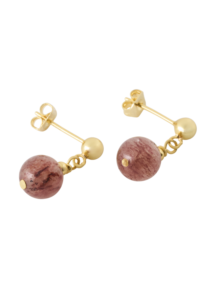 Dangling earrings with pink stone
