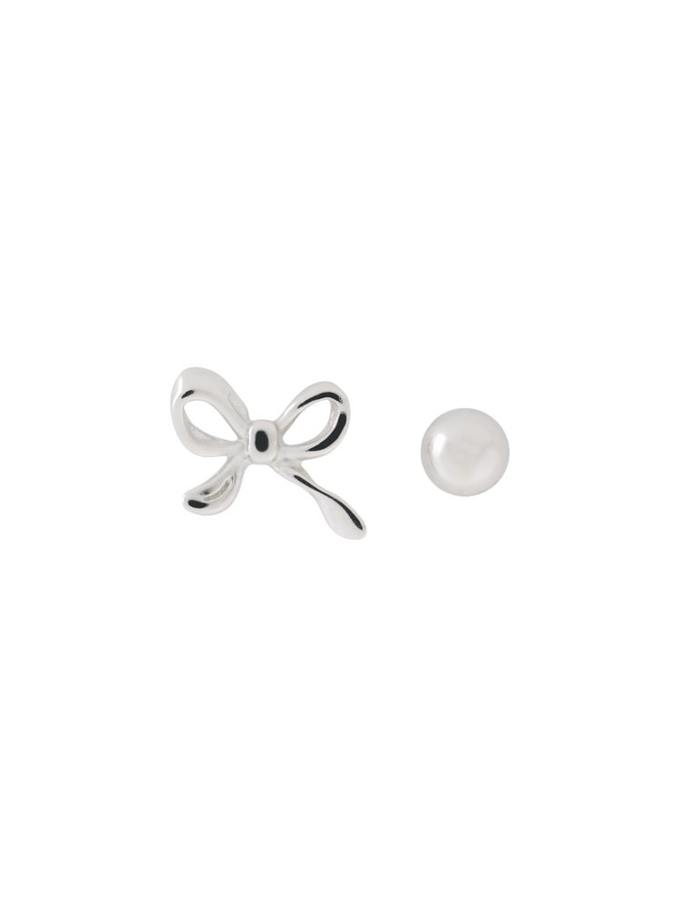 Bow and sphere stud earrings