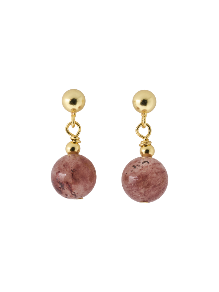 Dangling earrings with pink stone